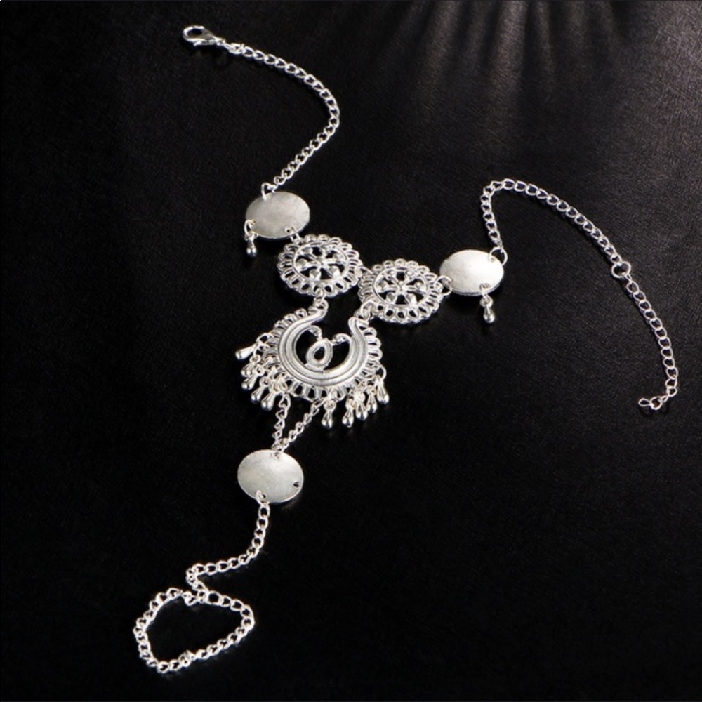 NEW BOHO Antique silver  tassel coin style Anklet
